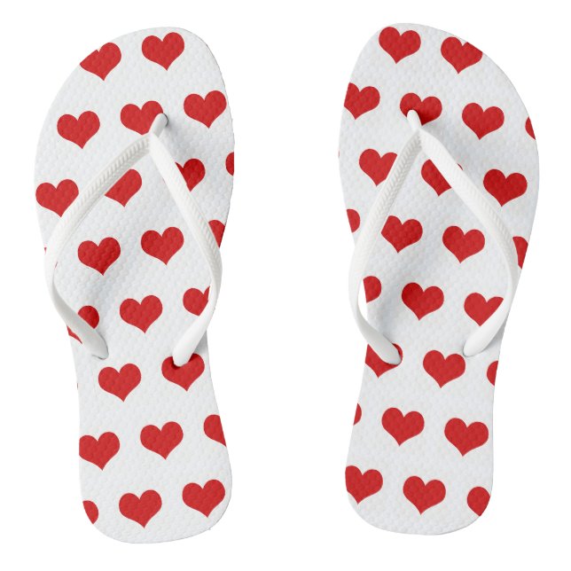 Beau coeur rouge imprimé tongs blancs (Semelle)