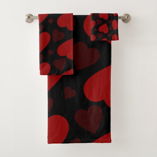 Beau coeur rouge motif sur noir (En situation)