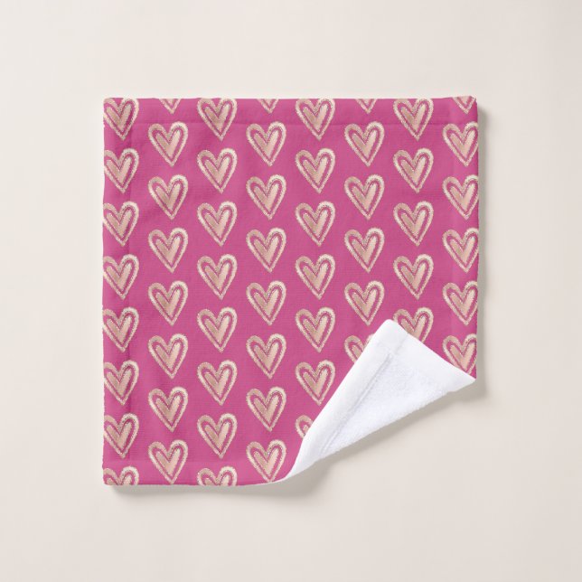 Beau Coeurs d'or rose et Rose (Gant de toilette)