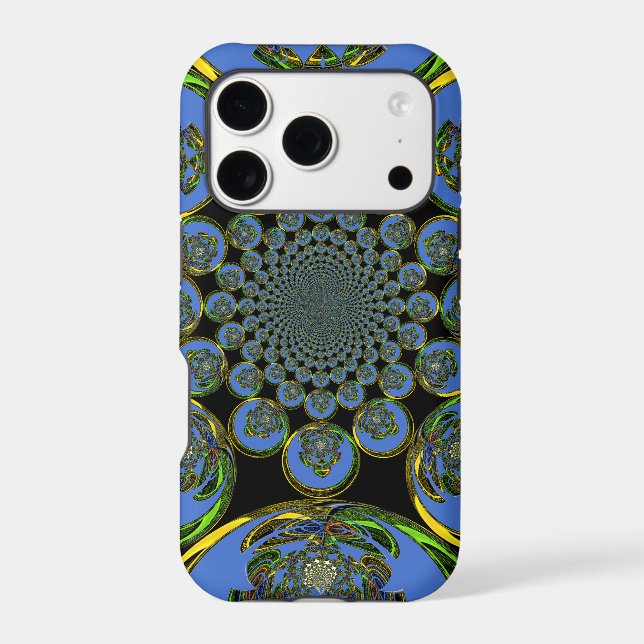 Beau cool royal bleu noir kaléidoscope art (Verso)
