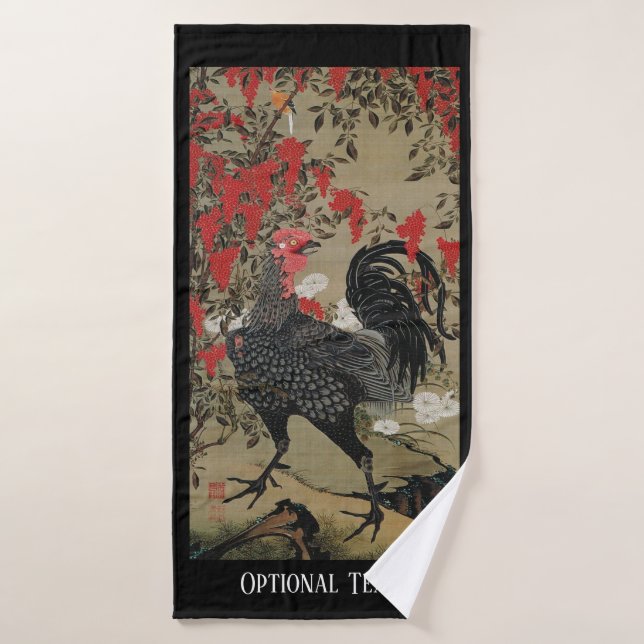 Beau coq noir (Serviette de bain)