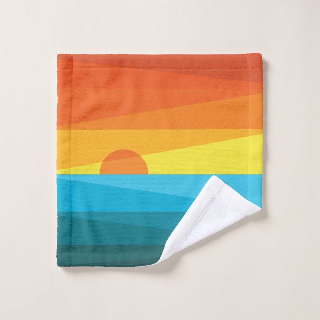 Beau coucher de soleil et vagues de mer (Gant de toilette)