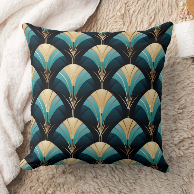 Beau coussin Art Déco Style Ventilateur (Couverture)