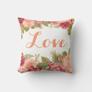 Beau Coussin floral avec texte personnalisé