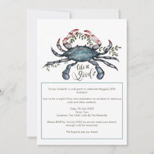 Beau Crabe Bleu Conception Invitation