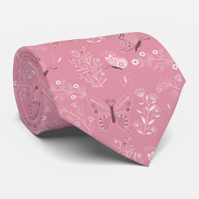 Beau Cravate de jardin de papillons floraux (Roulé)