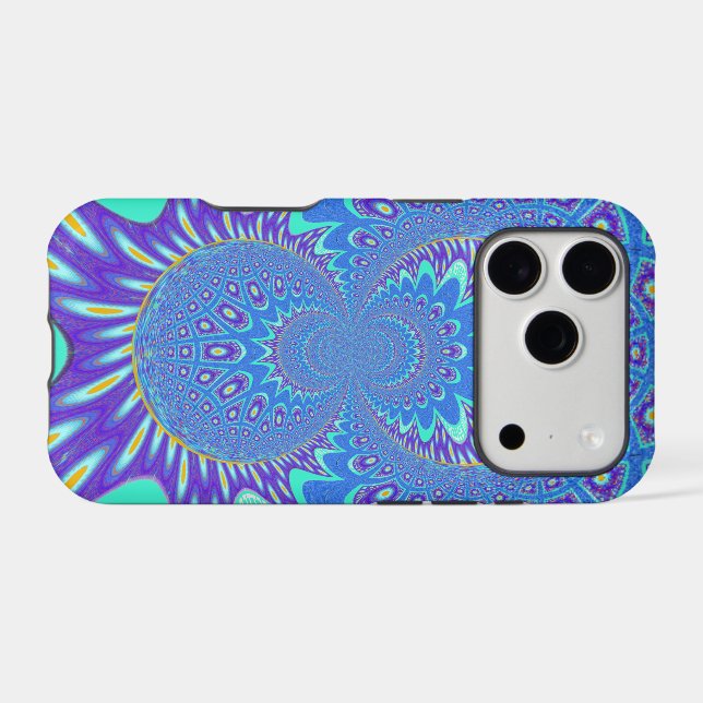 Beau cyan bleu kaléidoscope vectoriel design (Verso (Horizontal))