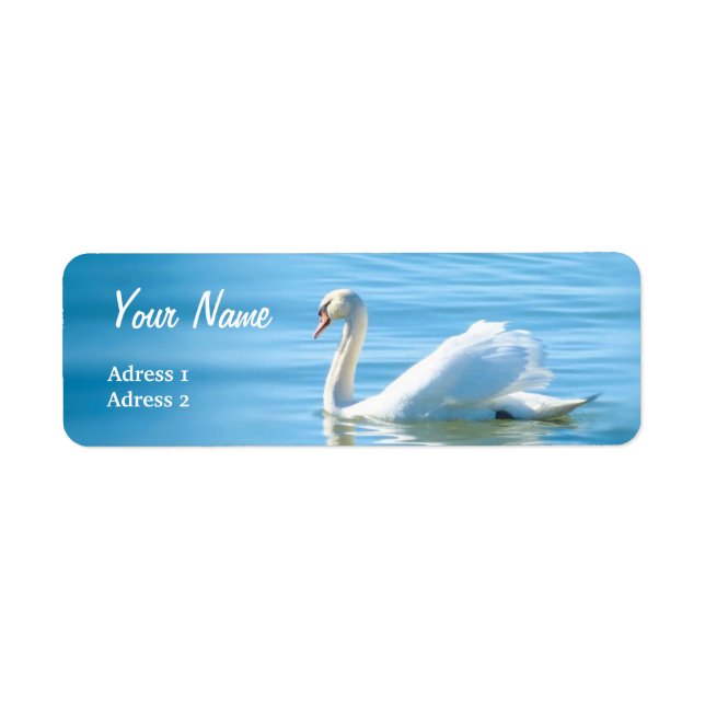 Beau cygne blanc - Étiquette de adresse (Devant)