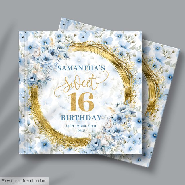 Beau Dusty Blue Sweet sixteen invité livre cadeau (Beautiful Dusty Blue Sweet Sixteen Guest Book Gift)
