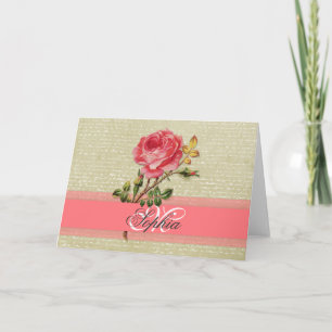 Beau élégant monogramme girly roses vintages