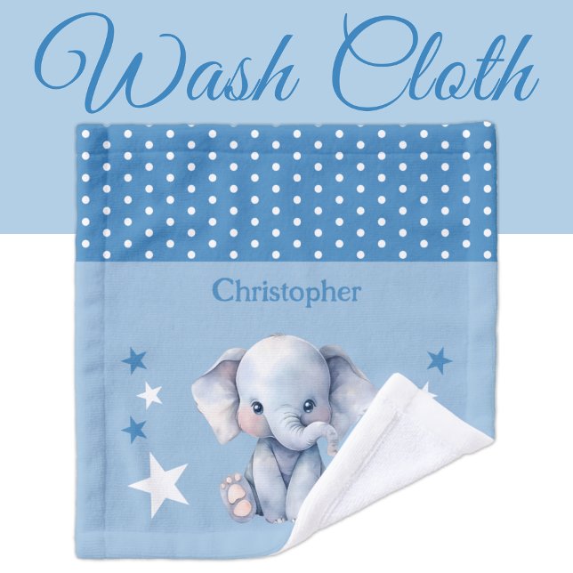 Beau éléphant ajouter nom pois étoiles bleu (Créateur téléchargé)