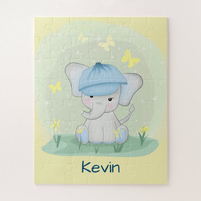 Beau éléphant dans une prairie fleurie. puzzle (Vertical)