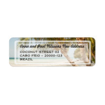 Beau Étiquette de adresse de scène de plage