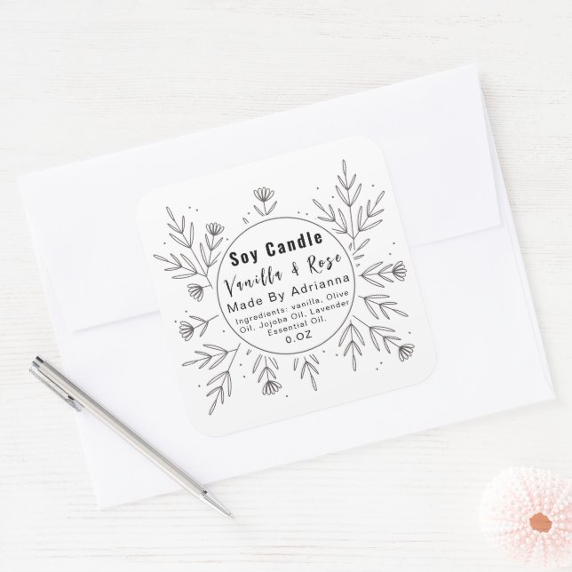 Beau Étiquette de produit de Monogramme Floral (Enveloppe)