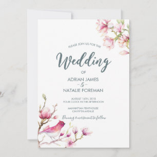 Beau Faire-part de mariage Floral Magnolia