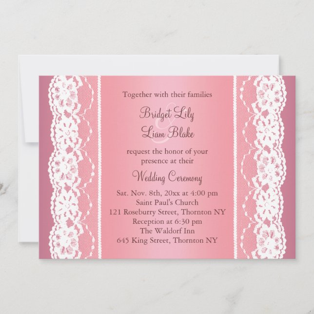 Beau Faire-part de mariage or Rose (Devant)