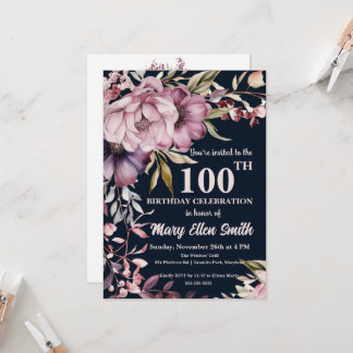Beau Floral Anniversaire Invitation de fête