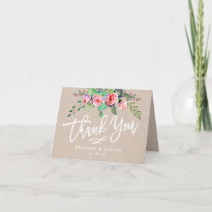 Beau Floral Rustique Mariage Kraft Merci