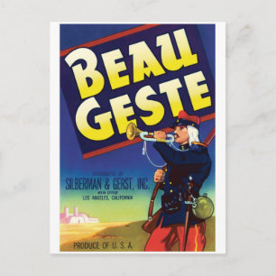 Beau Geste Los Angeles California Vintage Label Postcard