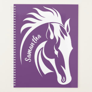 Beau Horse Blanc Planificateur hebdomadaire/mensue