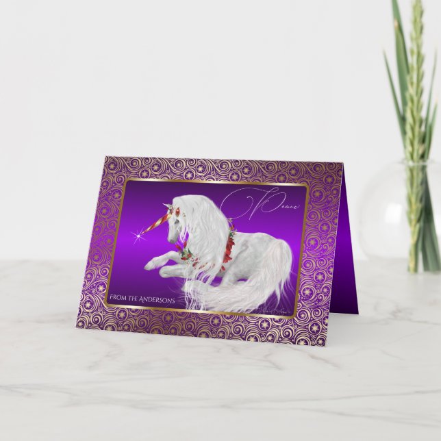 Beau Imaginaire Noël Unicorn Carte de vacances (Devant)