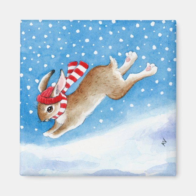 Beau lapin de neiges aimants de dessin animé (Devant)