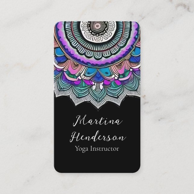 Beau Mandala Yoga Carte de visite (Devant)