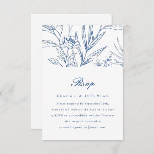 Beau mariage floral bleu RSVP avec code QR