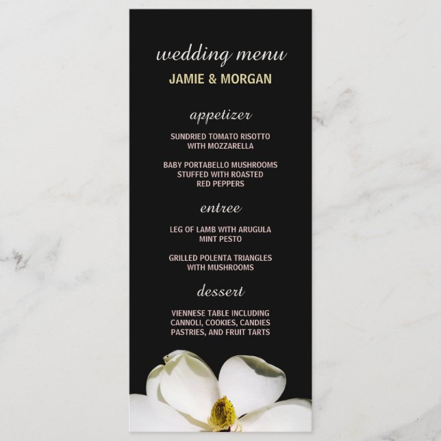 Beau menu de mariage de magnolia (Devant)