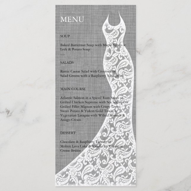 Beau menu Fête des mariées de lin (Devant)