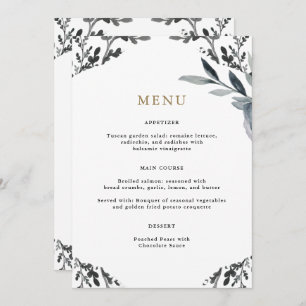 Beau menu Mariage de feuillage bleu