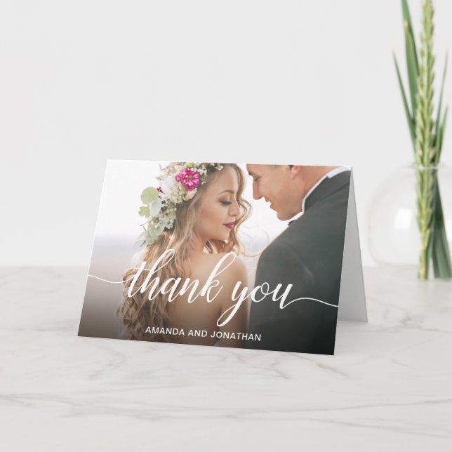 Beau Merci photo personnalisé de jour de mariage (Devant)