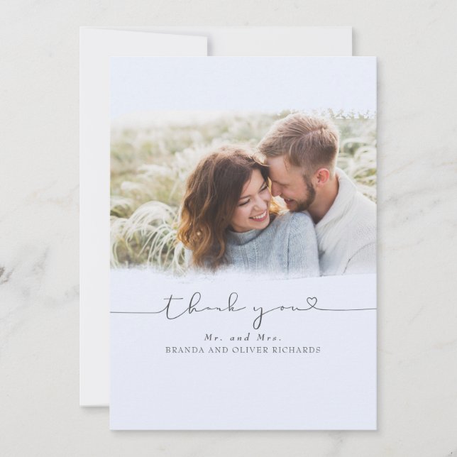 Beau mignon Dusty Mariage bleu Merci photo (Devant)