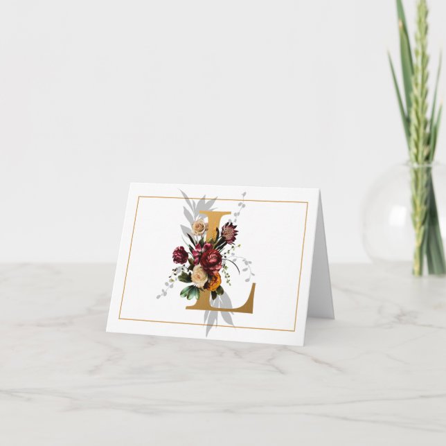 BEAU MONOGRAMME D'OR ET DE FLEURS L (Devant)