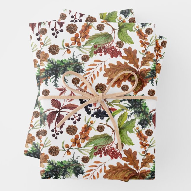 Beau Motif naturel - Berries sauvages et Feuilles (En situation)