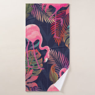 Beau motif tropical transparent avec flamme rose