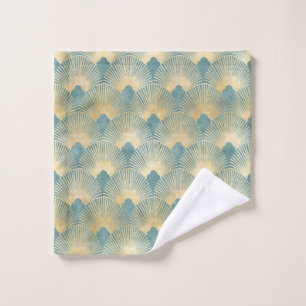 Beau motif ventilateur, or turquoise, motif Art Dé