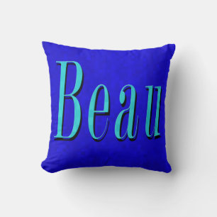 Beau Name Logo On Blue Mosaic, Throw Pillow
