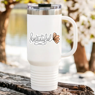 Beau ordinateur portable à fleurs Word Sticker D