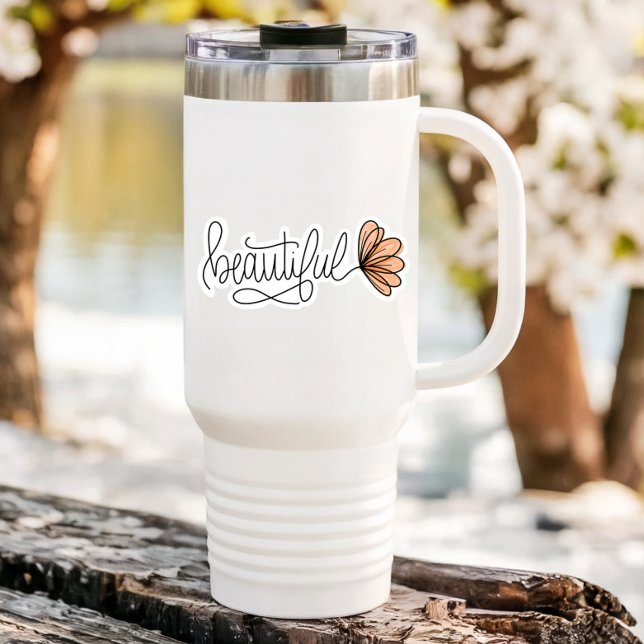 Beau ordinateur portable à fleurs Word | Sticker D (Beautiful Affirmation Vinyl Sticker)