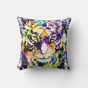 Beau Oreiller à lancer de tigre Tigre coloré
