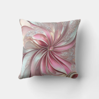 Beau Oreiller Fractal Fleur Rose & Rose