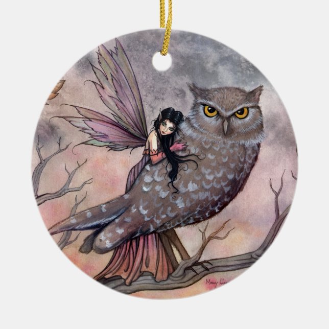 Beau ornement de fées et de hibou (Devant)