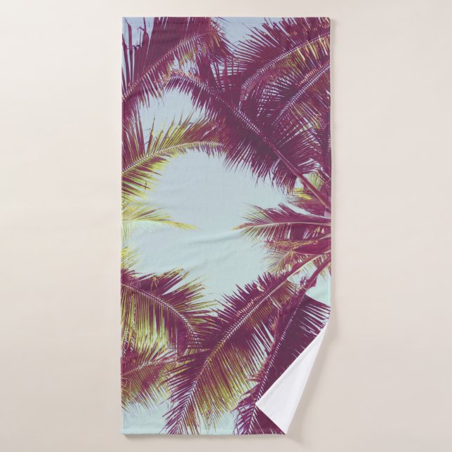 Beau palmier tropical autour de l'océan (Serviette de bain)