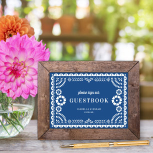 Beau Papel Bleu Picado Mariage Livre d'or