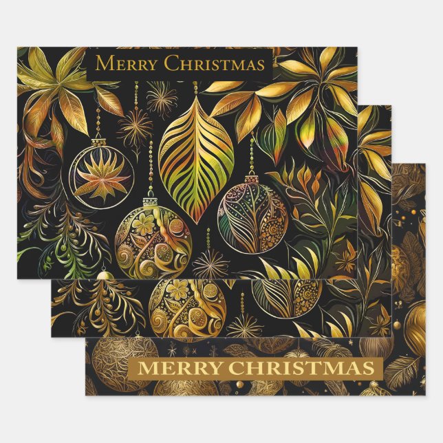 Beau papier de Noël avec des boules de Noël (Lot)