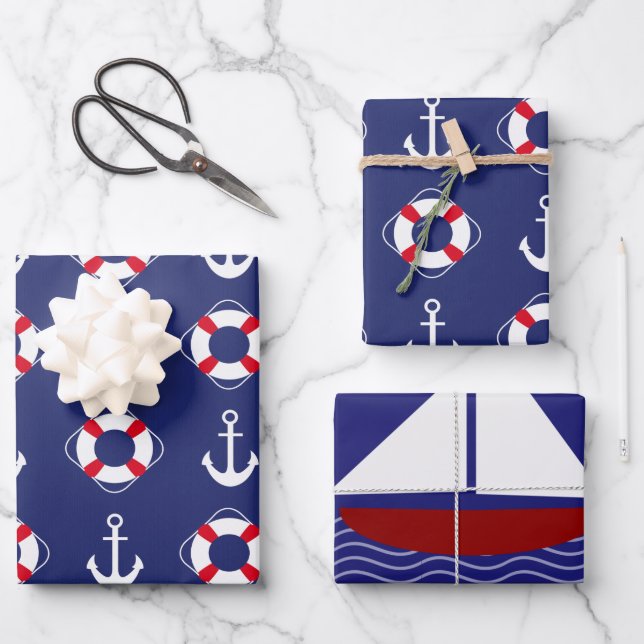 Beau papier style marine pour vos cadeaux (Recto)