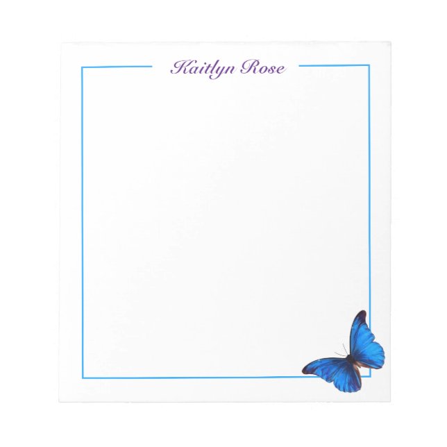 Beau Papillon bleu Morpho| Bloc-notes personnalisé (Devant)