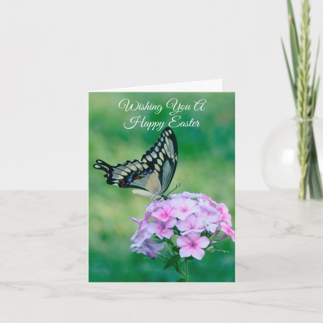 Beau papillon sur Fleurs Carte de Pâques (Devant)