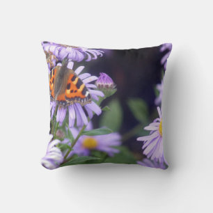 Beau Papillon Sur Fleurs Coussin